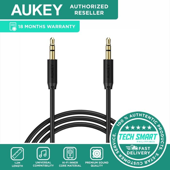 AUKEY 1.2M 3.5 Audio AUX Cable (Category: Portable Audio Accessories) located in Manila. Submitted by techsmartph (Listing ID 171264945, Image 1). Description: -Compatibility: compatible with a variety of 3.5mm devices: speaker, mobile phone, tablet, notebook, MP3 and car transmission signal. -Audio cable for Enthusiast : low frequency plump, firm, and High frequency permeability accurate. Classical Length: 1.2m classical length meets your daily 