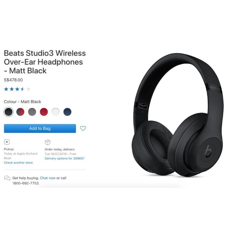Beats Studio 3 wireless Black Brand New + Official Warranty + Receipt
