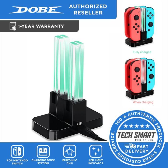 DOBE Joycon Controller Charging Dock Station for Nintendo Switch (Category: Nintendo) located in Manila. Submitted by techsmartph (Listing ID 238525790, Image 1). Description: -Perfessionally Designed - This Stand is designed to charge the Nintendo Switch Joy cons, with four charging docks. -Fashionally Designed- Piano black surface treatment, four color changeable square column as the charging indicator, increase the purple color of products -Wi