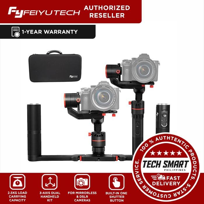 Feiyu Tech a2000 3Axis Dual Handheld Kit for DSLR Cameras (Category: Video Cameras) located in Manila. Submitted by techsmartph (Listing ID 238525874, Image 1). Description: PROFESSIONAL SIMPLICITY 2.5 KILOGRAM PAYLOAD EASY CAMERA BALANCING ONE SHUTTER BUTTON (KIT) DETACHABLE HANDLE GUARANTEED ORIGINAL/AUTHENTIC ITEMS AUTHORIZED RESELLER WITH 1-YEAR WARRANTY Visit Tech Smart Philippines (fb: techsmartph) on Facebook for other items Contact: 09175