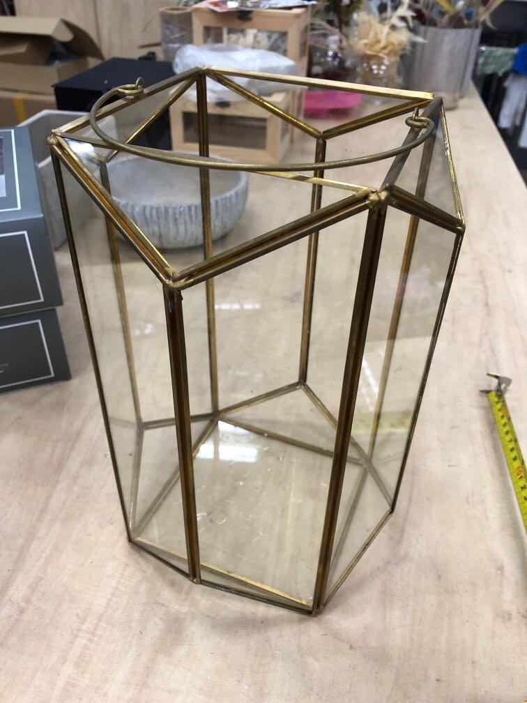 Gold rim candle flower holder vase, Furniture & Home Living, Home Decor