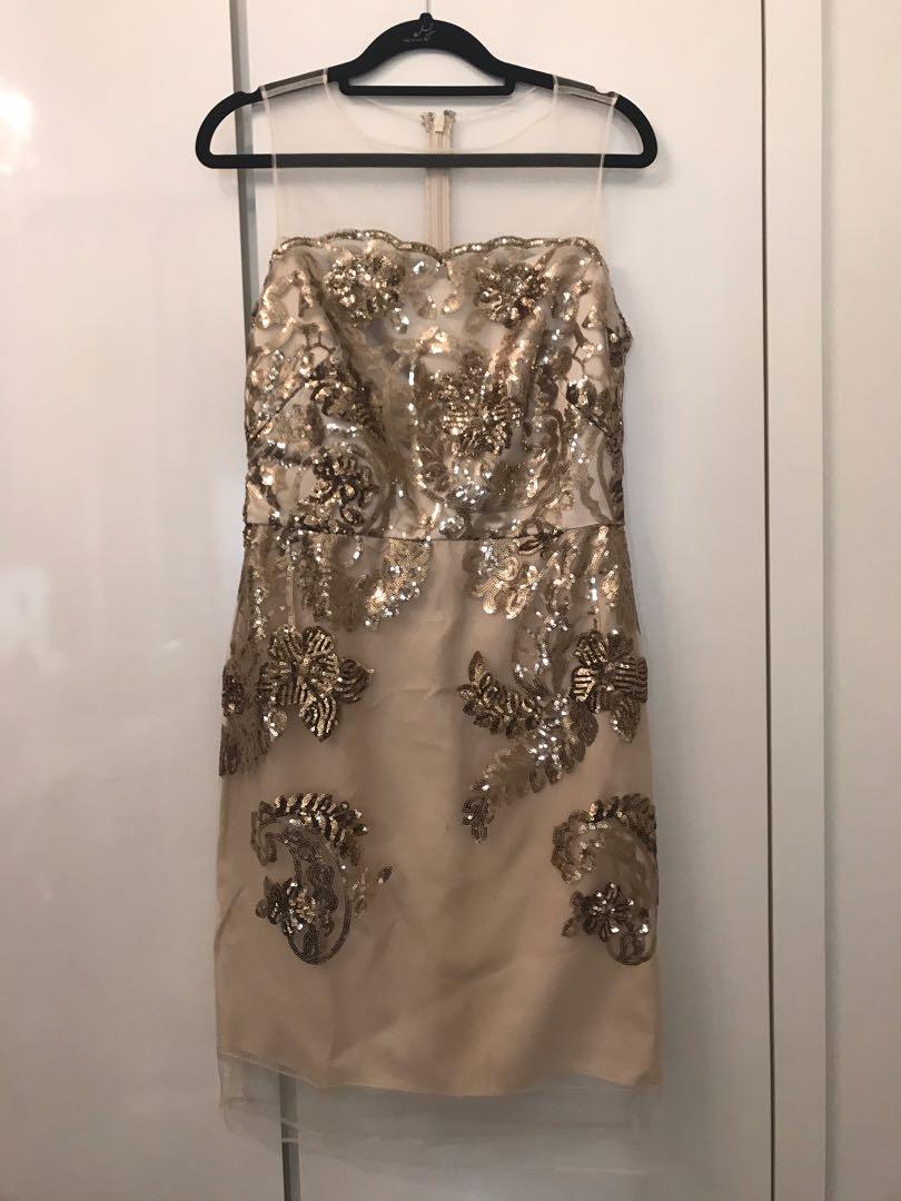 Julia Jordan Sparkle Sequin Gold Dress 