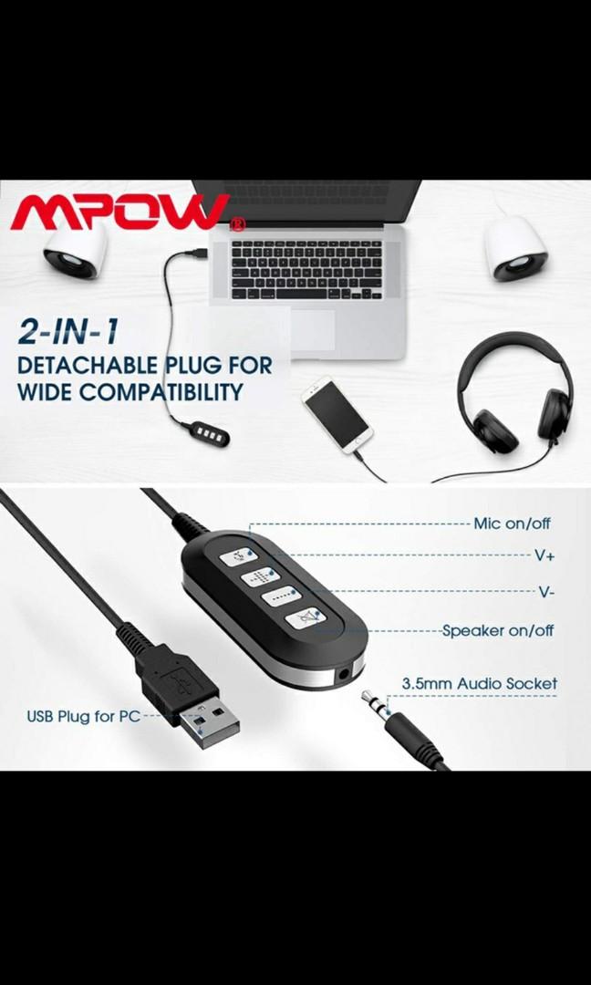 Mpow wired sales usb headset bh224a