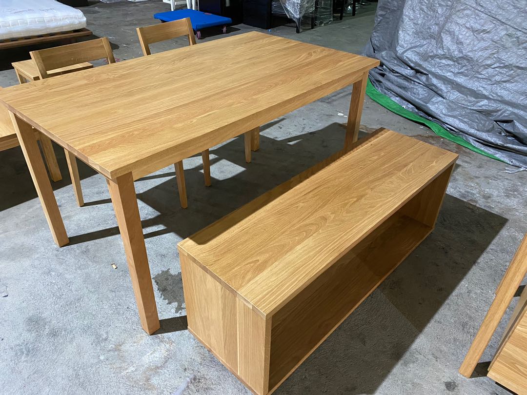 muji oak bench