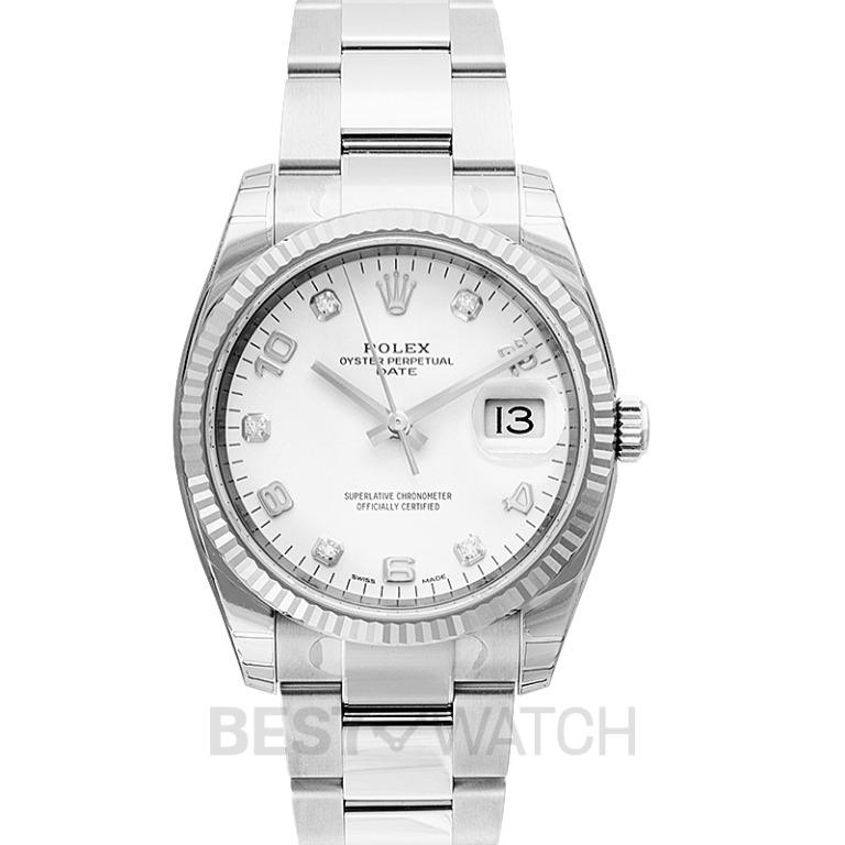 NEW] Rolex Oyster Perpetual Date 34 Stainless Fluted / Oyster / Arabic Diamond 115234-0010G, Luxury, Watches on Carousell