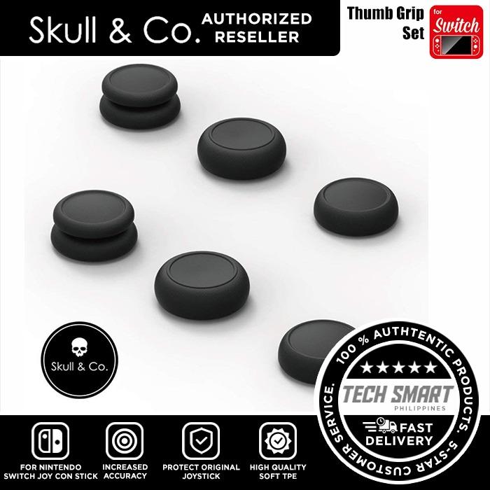 Skull and Co Thumb Grips Set for Nintendo Switch JoyCon Controller (Category: Controllers) located in Manila. Submitted by techsmartph (Listing ID 238525474, Image 1). Description: Black Red/Blue Pink/Green Mario Red -PATENTED DESIGN: Specifically designed for Nintendo Switch Joy-Con Stick (NOT for Pro Controller) -A Set of 3 different pairs: 2*SKIN GRIP, 2* CQC ELITE, 2*FPS MASTER. -PROTECTION: Prevent the original joystick caps from corrosion a