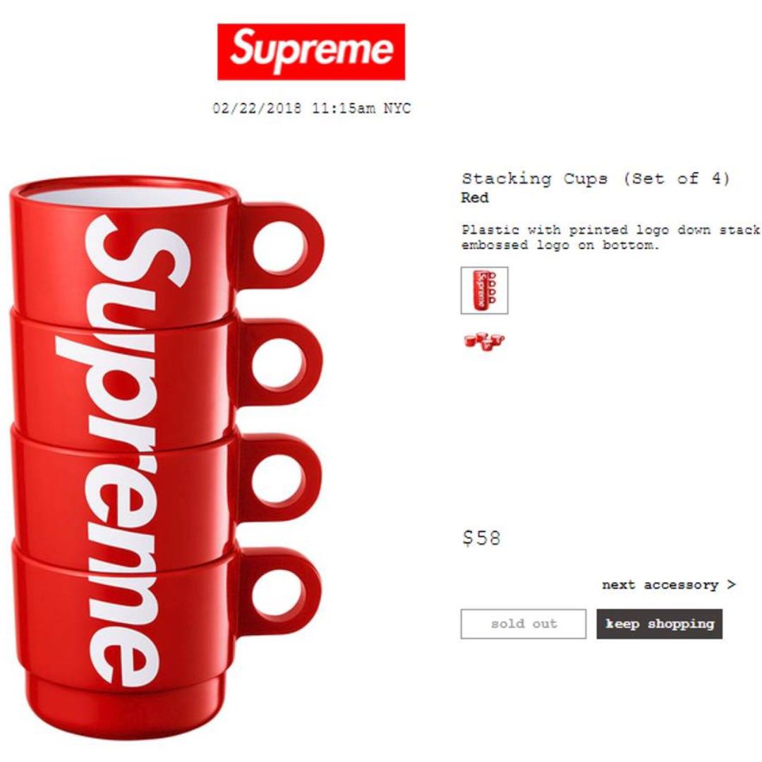 全新現貨]Supreme Stacking Cups x4, 名牌, 服裝- Carousell