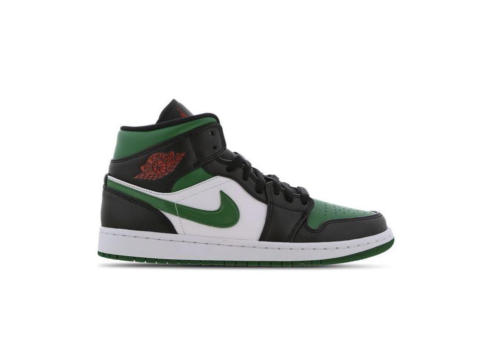 Nike Air Jordan 1 Mid Green Toe Pine 
