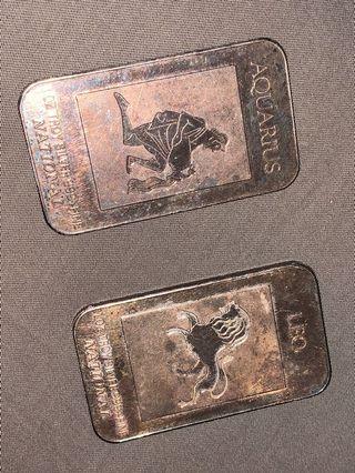 Leo and Aquarius 1 oz silver national bar