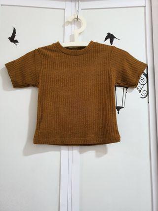 Brown Knitted Crop Top