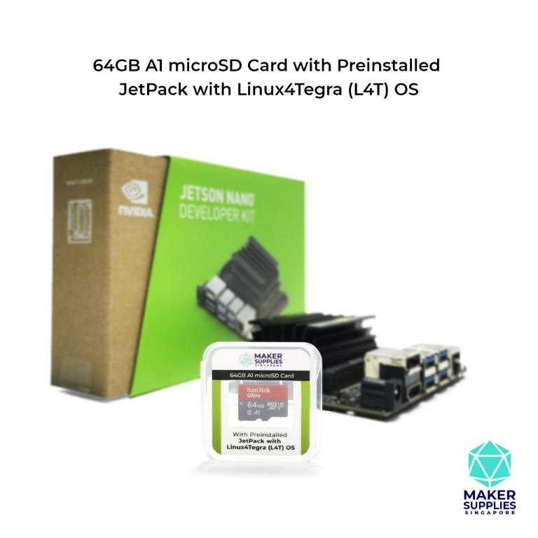64GB A1 microSD Card Preinstalled with Jetson Nano SD Image (JetPack