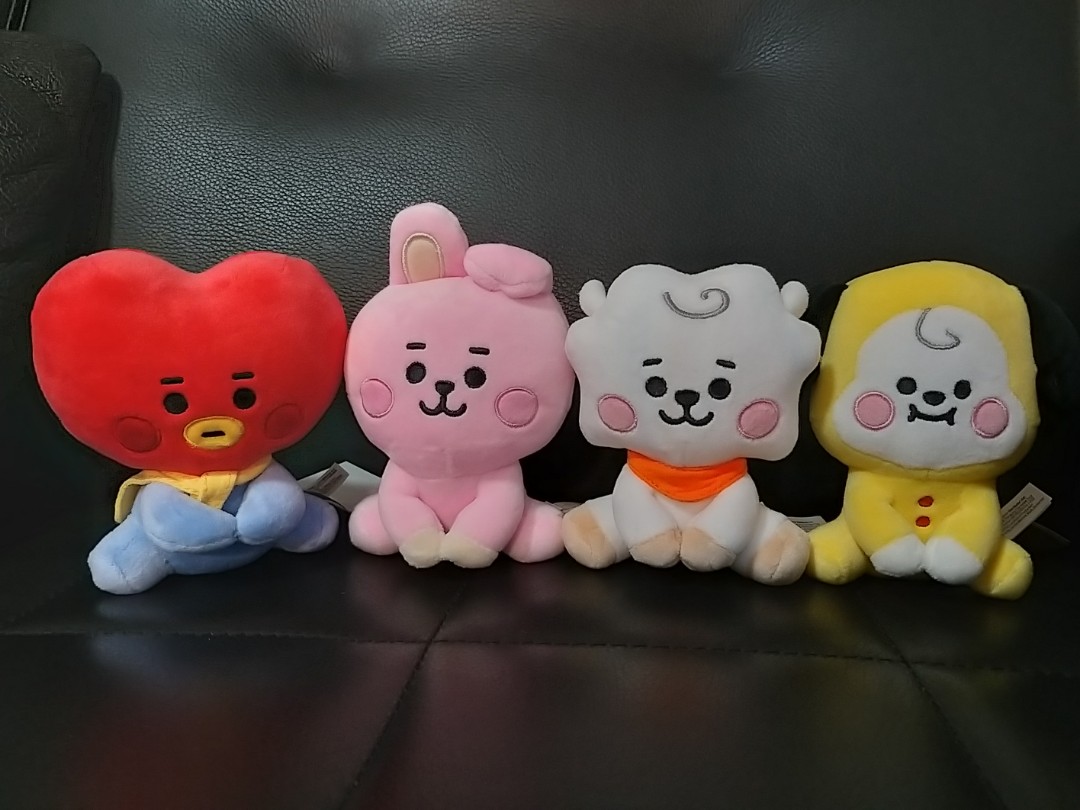 韓國BT21 官方TATA COOKY CHIMMY 坐姿玩偶BABY款現貨, 書籍、休閒與