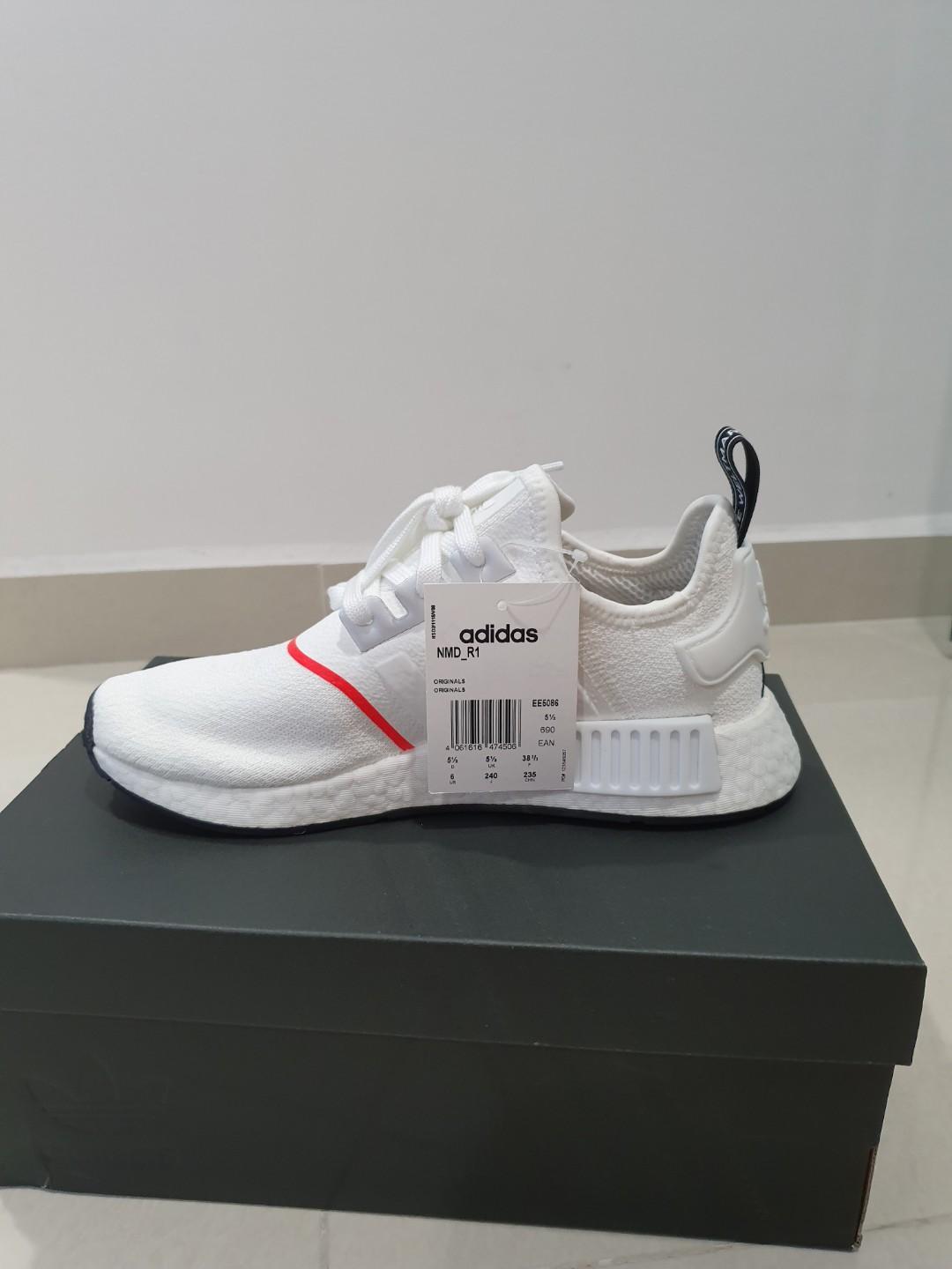 BN Adidas NMD R1 W White Solar Red size uk 5.5 us7 chn 235cm, Men's  Fashion, Footwear, Sneakers on Carousell