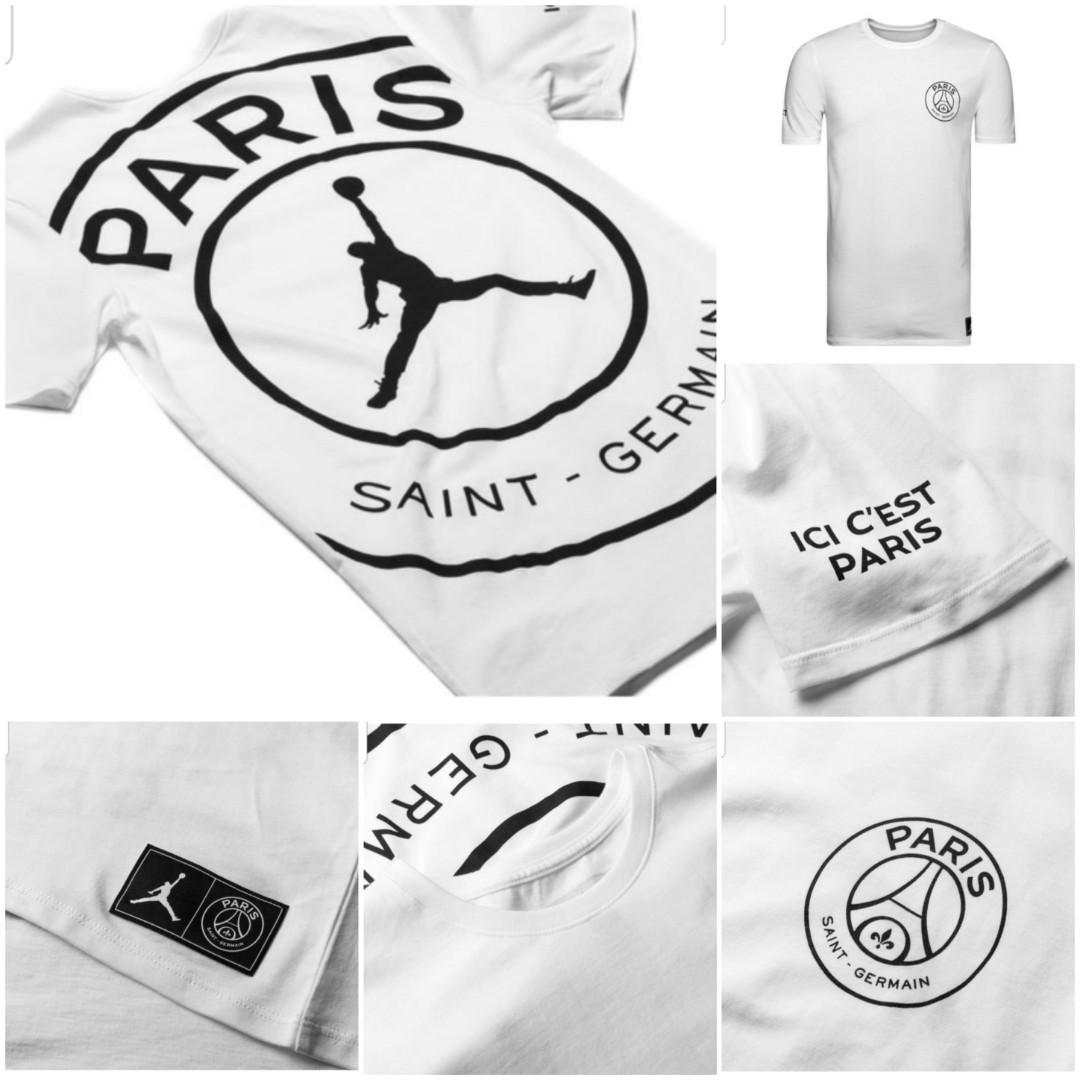 Authentic Jordan Psg Logo Tee White Size S M Free Registered Mail Sports Sports Apparel On Carousell
