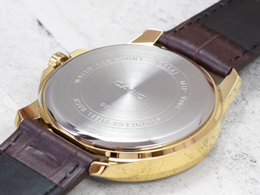 Casio MTPV004 Gold Tone Leather Watch MTP-V004GL-7A Brand New