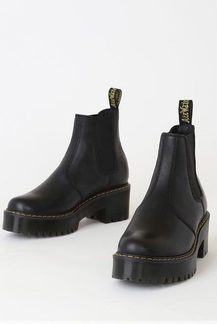 dr martens rometty black leather heeled chelsea boots