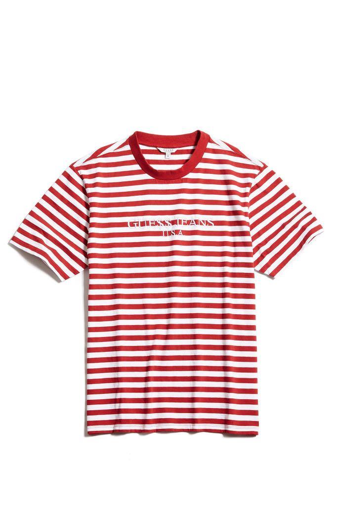 guess striped shirt red