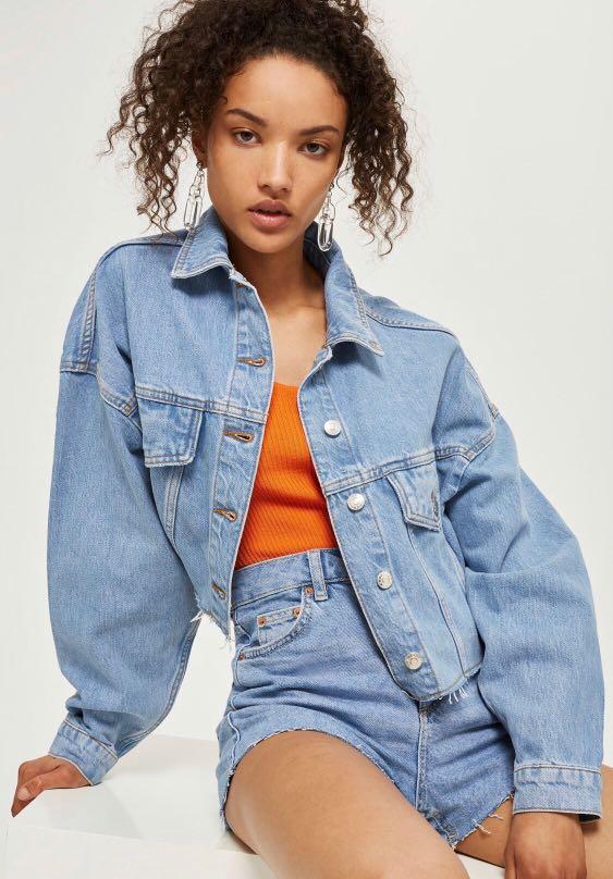 Topshop hacked off shop crop denim jacket
