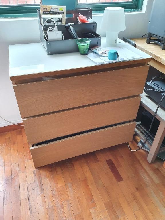 Ikea Malm with glass top, Furniture & Home Living, Furniture