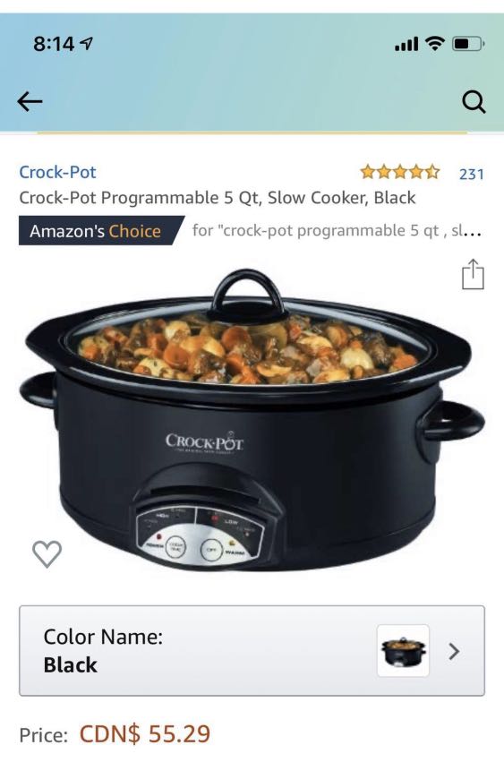 Programmable Crock-Pot, 5 qt 