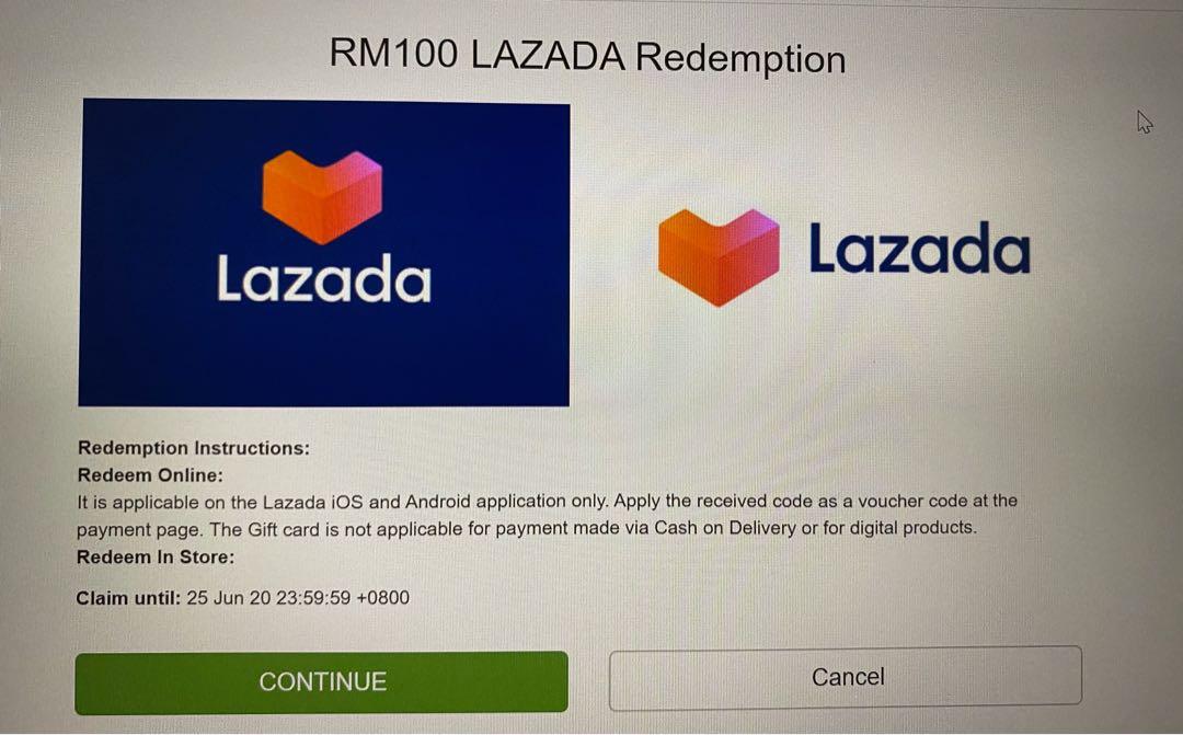 Rm100 Lazada Cash Voucher Tickets Vouchers Gift Cards Vouchers On Carousell