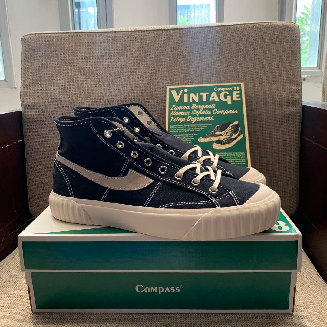 Sepatu Compass Vintage 98 Hi Black Hitam Fesyen Pria Sepatu Sneakers Di Carousell