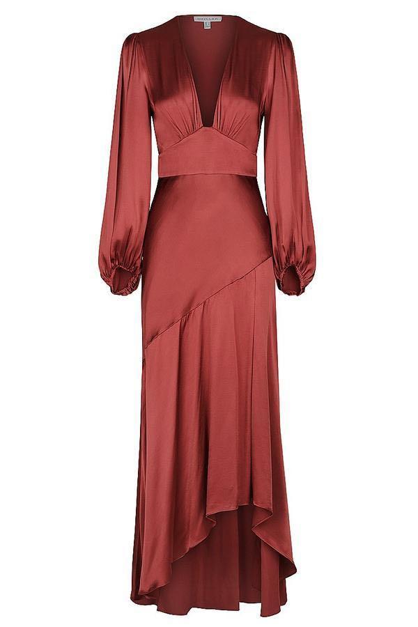 Shona Joy JOAN PLUNGED MIDI DRESS RUBY Women s Fashion Dresses