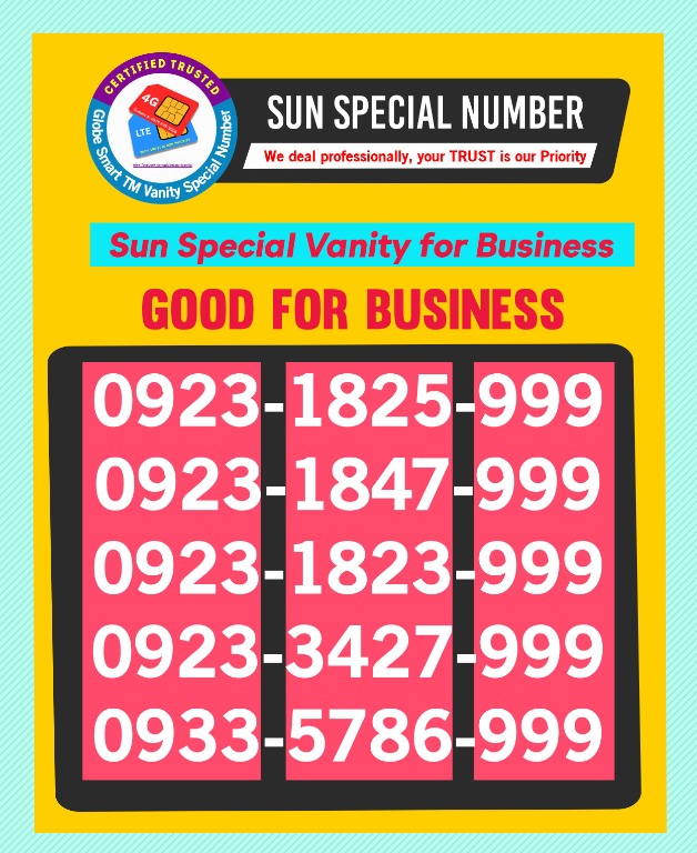 Sun Special Vanity Good NumbersEACH CODE KAJCXZASD, Mobile Phones