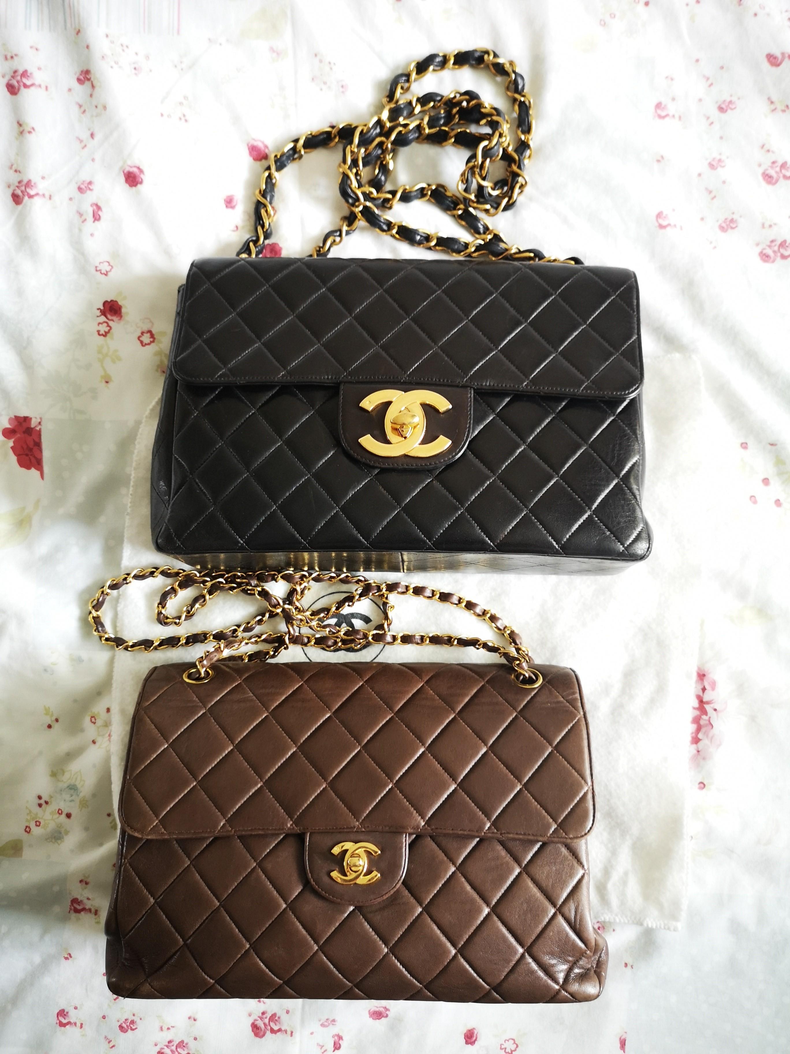 CHANEL Vintage Classic Double Flap Bag Quilted Lambskin Brown 25  Chelsea  Vintage Couture