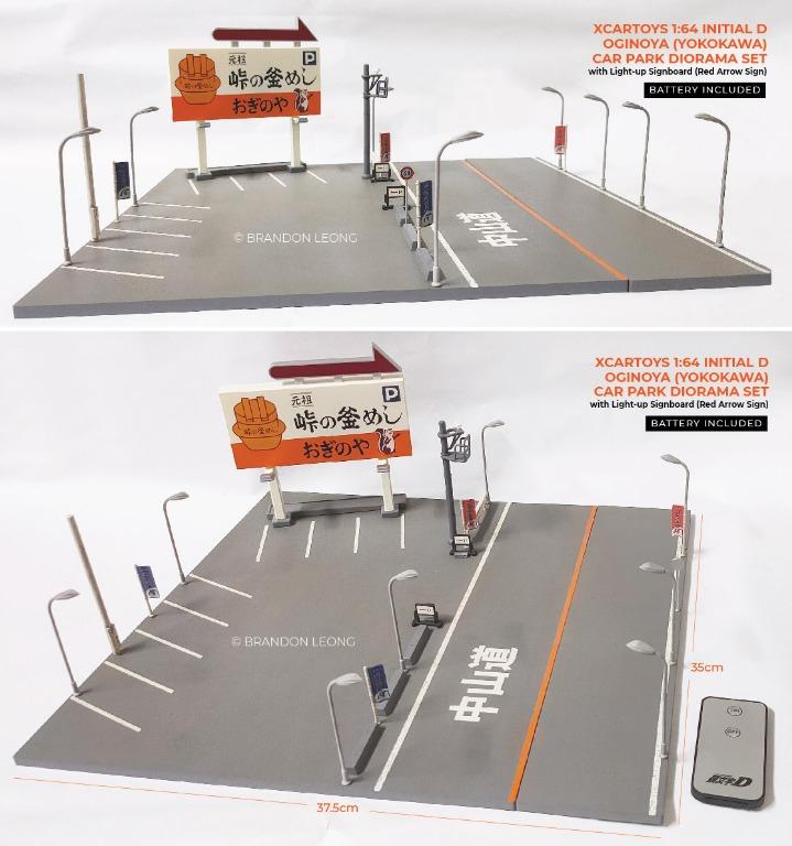 Xcartoys 1/64 Initinal D Japan Car Park Parking Model Kit Set LED Ver New 