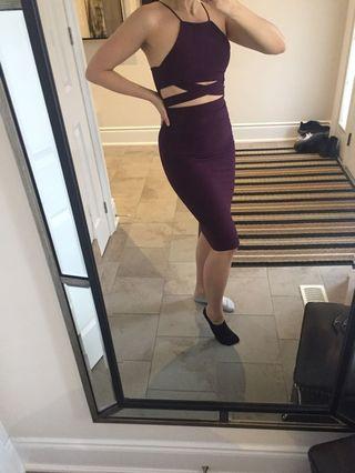 Missguided purple criss cross dress, size 6, worn once