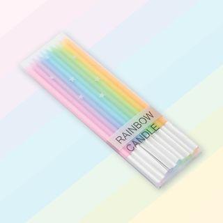 Sweet Rainbow Pastel Birthday Candle Slim Long 10pcs