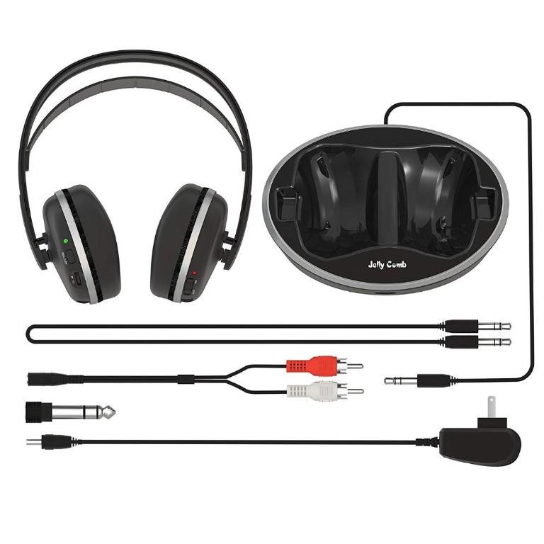 6283 Wireless TV Headphones Jelly Comb Over Ear Wireless RF Headphones with Charging Dock Volume Control for LG Sony TV Cell Phone Tablet PC DVD Black Audio Headphones Headsets on Carousell