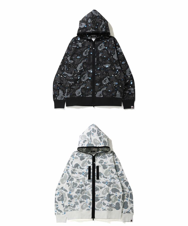 bape relaxed space camo full zip hoodie black