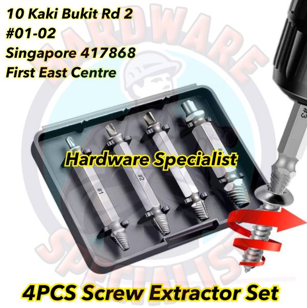 Hardware Specialist 4 Pieces Screw Extractor, Furniture & Home Living
