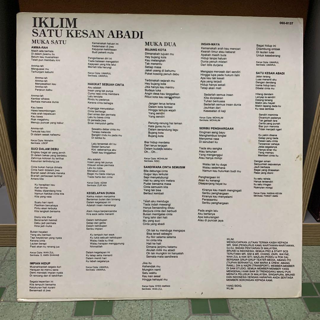 Lp Iklim Satu Kesan Abadi Berserta Tandatangan Music Media Cd S Dvd S Other Media On Carousell