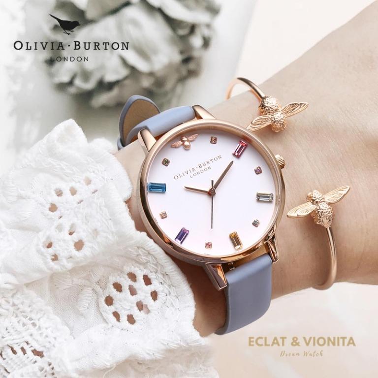 OLIVIA BURTON LONDON OB16RB12 RAINBOW BLOSSOM SERIES SWAROVSKI CRYSTAL JAM TANGAN WANITA PELANGI MEWAH TAHAN AIR ANTI KARAT STRAP STAINLESS STEEL Fesyen Wanita Jam Tangan di Carousell