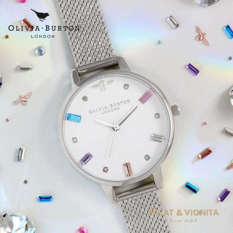 OLIVIA BURTON LONDON OB16RB12 RAINBOW BLOSSOM SERIES SWAROVSKI CRYSTAL JAM TANGAN WANITA PELANGI MEWAH TAHAN AIR ANTI KARAT STRAP STAINLESS STEEL Fesyen Wanita Jam Tangan di Carousell