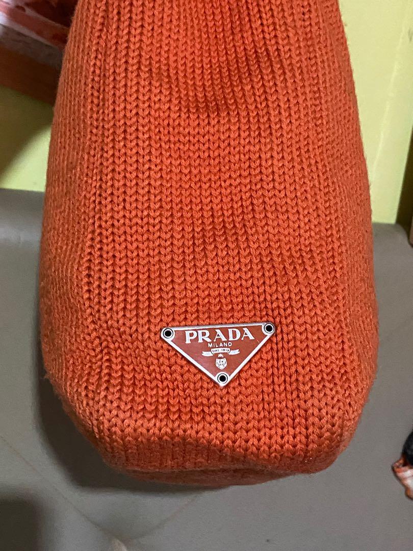 Original PRADA Tote Knit Bag (Category: Luxury Bags & Wallets) located in Marikina City. Submitted by neltan_carousel (Listing ID 286109702, Image 2). Description: 💯% Authentic/Original Prada Tote Knit Bag ~ preloved ~ rare ~ color: orange ~ no flaws, signs of usage only ~ no inclusion, bag only.