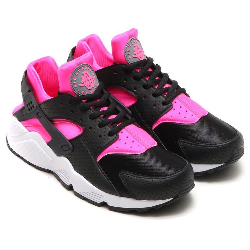 nike huarache womens black and pink