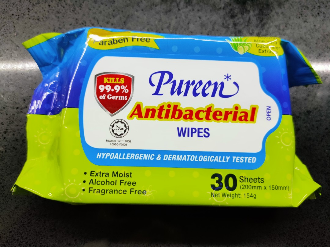 Pureen baby wipes antibacterial top