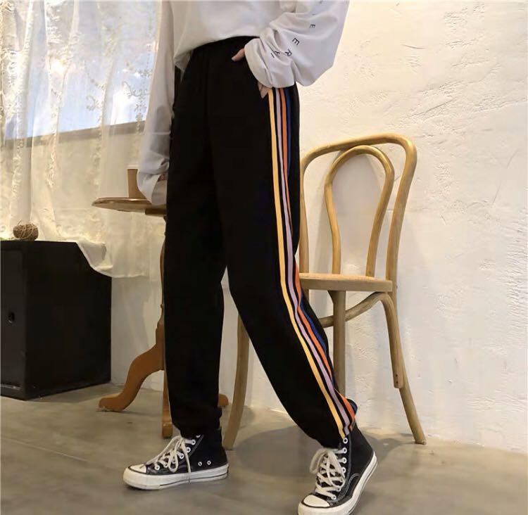 1011 Tumblr Rainbow Stripes Pastel Harajuku Plus Size Sweatpants
