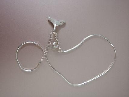 Whale tail silver anklet