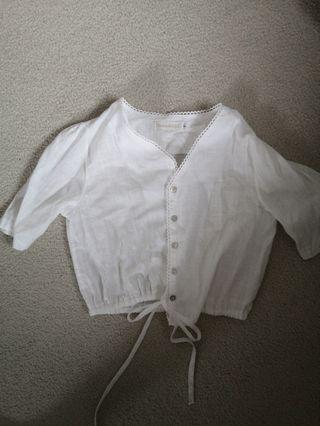 White cropped tie bottom top