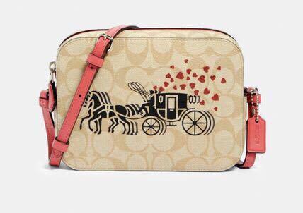 Coach Mini Camera Bag in Signature Horse and Carriage Heart Print