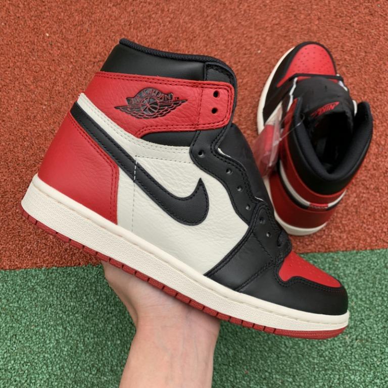 Air Jordan 1 OG Bred Toe AJ1 黑紅腳趾紅黑男鞋555088-610, 他的時尚