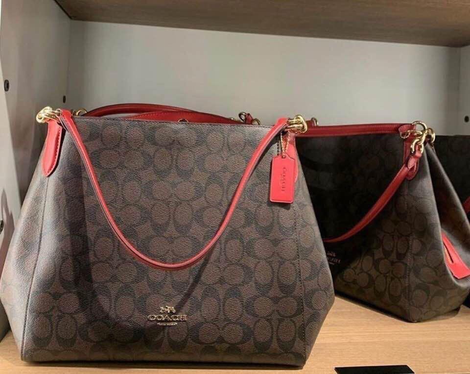 Hallie shoulder bag in signature canvas red best sale