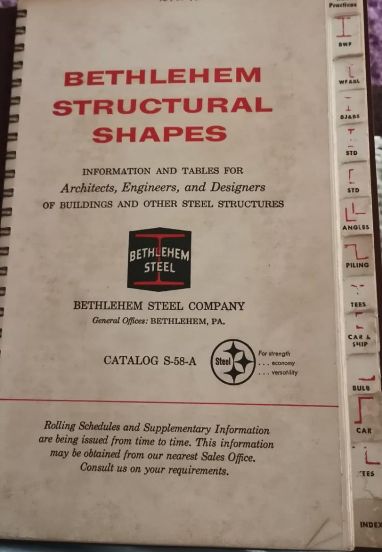 BETHLEHEM STRUCTURAL SHAPES CATALOG S58A, Hobbies & Toys, Books