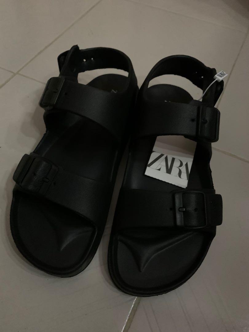 zara black slippers