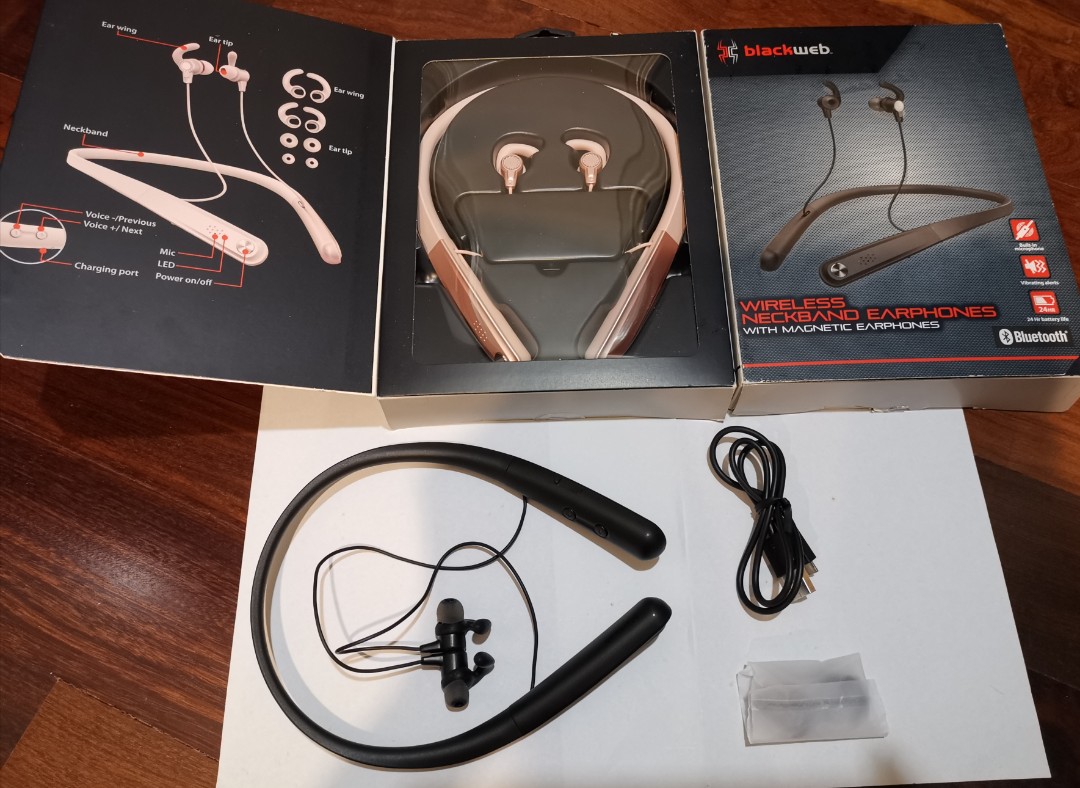 Blackweb Wireless Neckband Earphones Earbuds, Audio, Earphones on Carousell